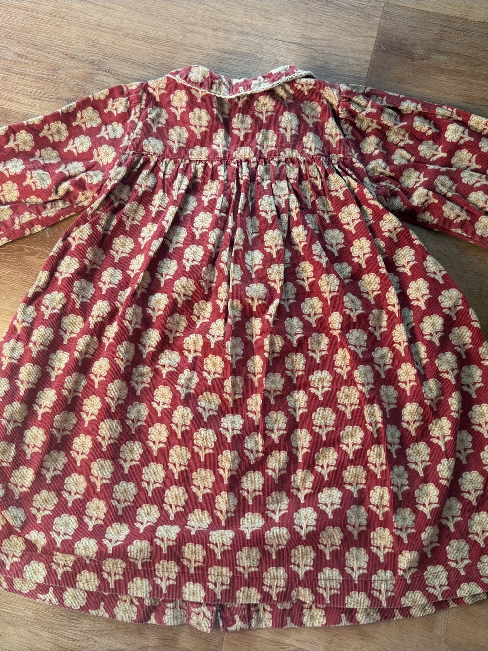 Smocked Maroon Floral Nightgown for Kids - Picture 2 of 3